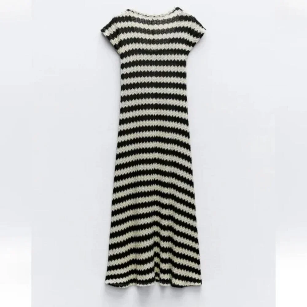 ZARA STRIPED RUSTIC DRESS - Picture 5 of 8